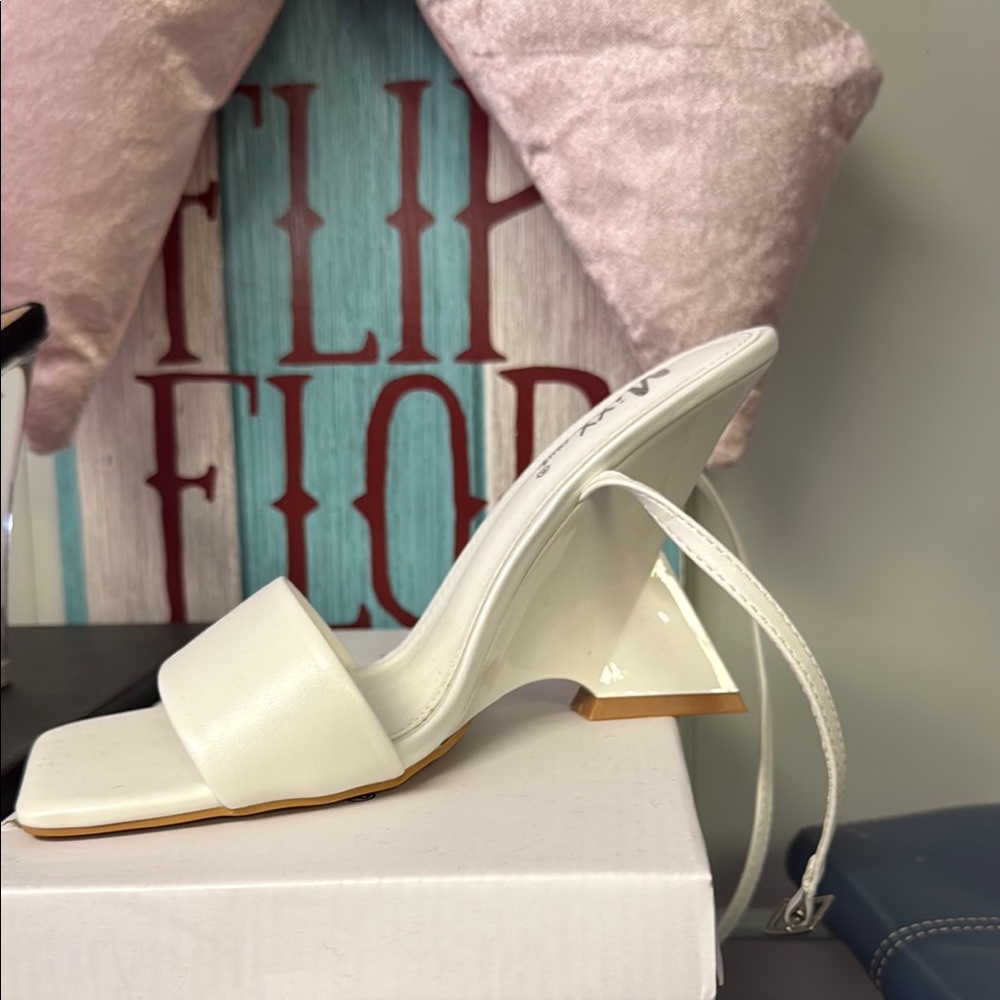 Mixx Shuz White Strap Heels